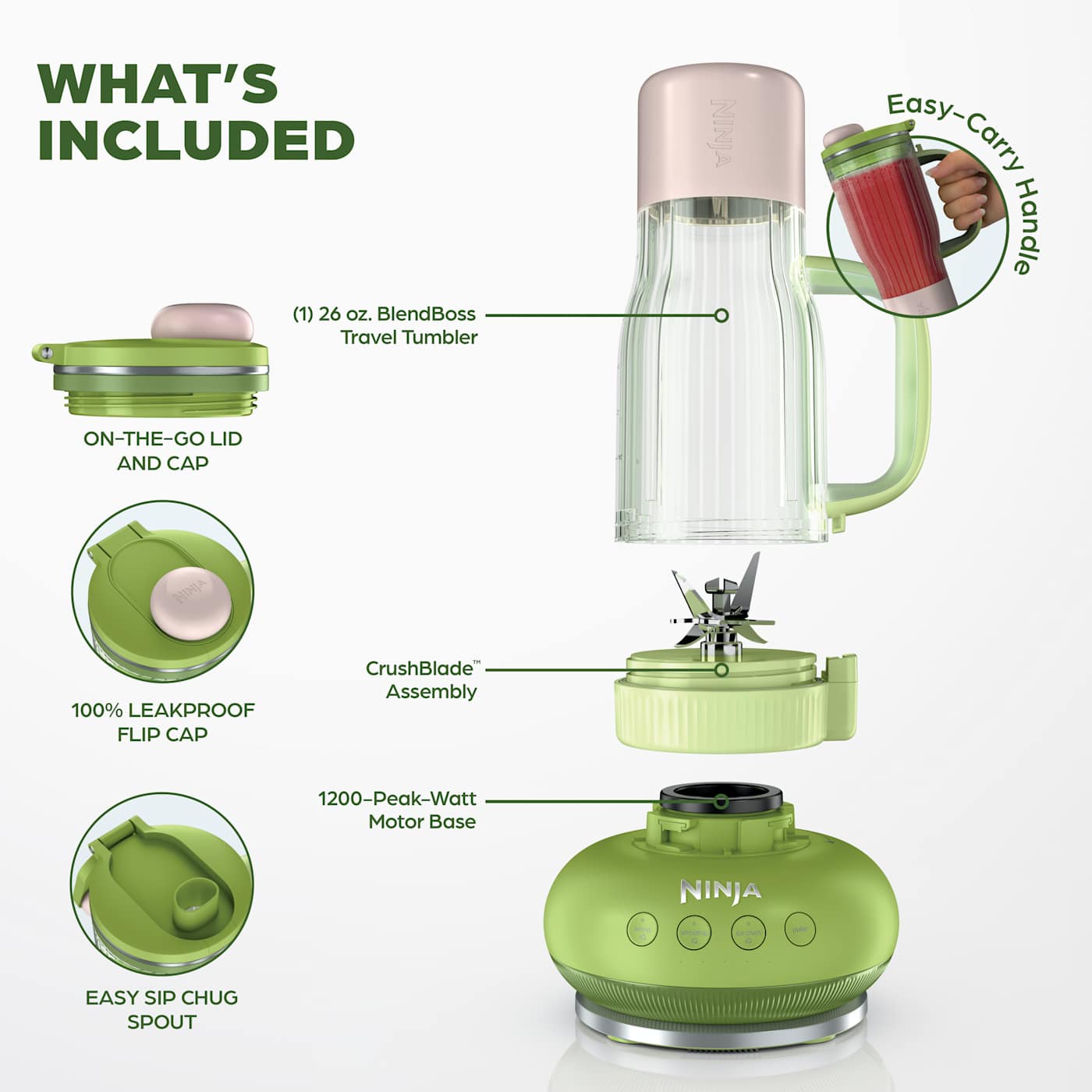 Ninja BlendBOSS Powerful 1200-Watt Ice-Crushing Tumbler Blender 2-Pack 26oz