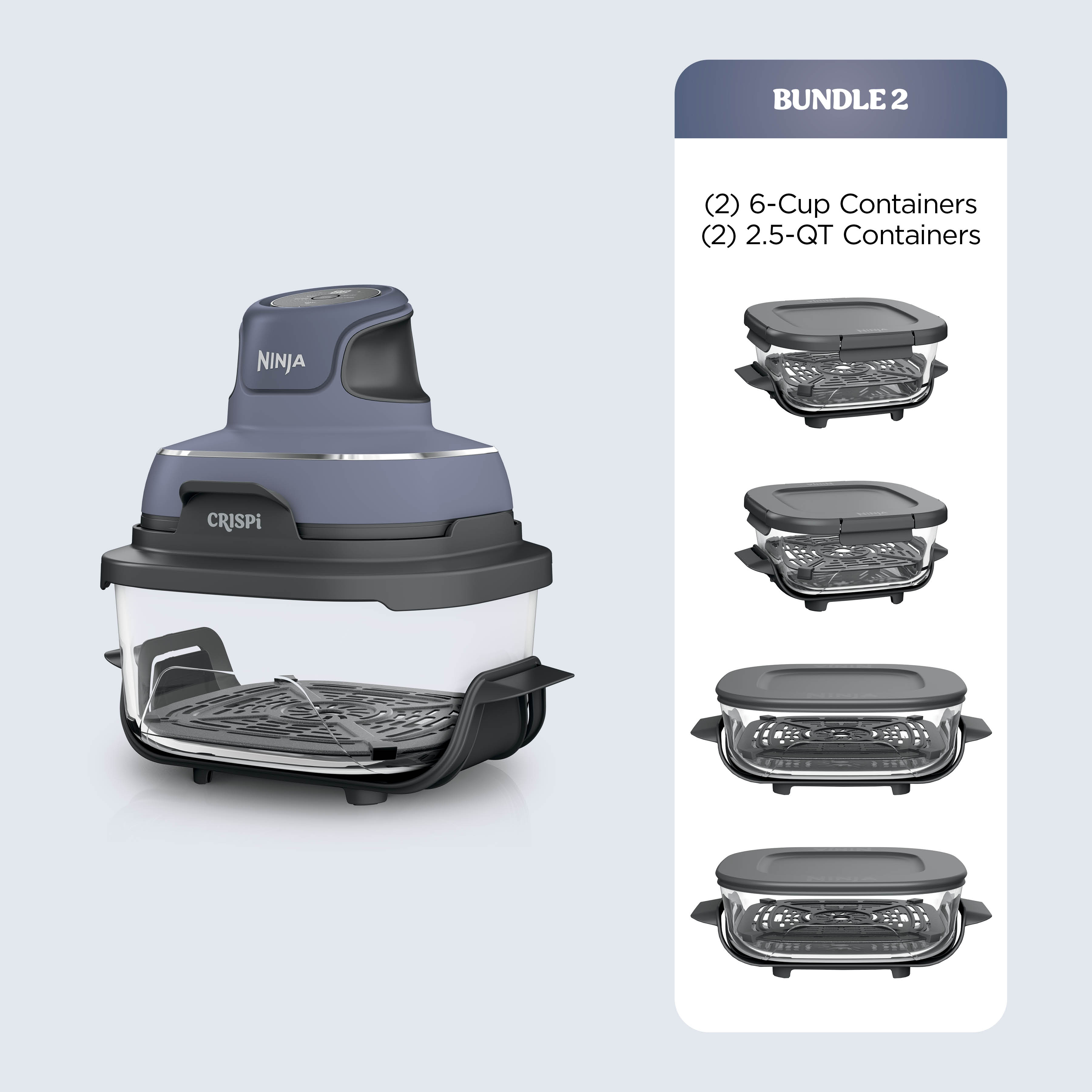 Ninja Crispi 4-in-1 Lavender Glass Air Fryer Portable System 2.5QT 6-Cup